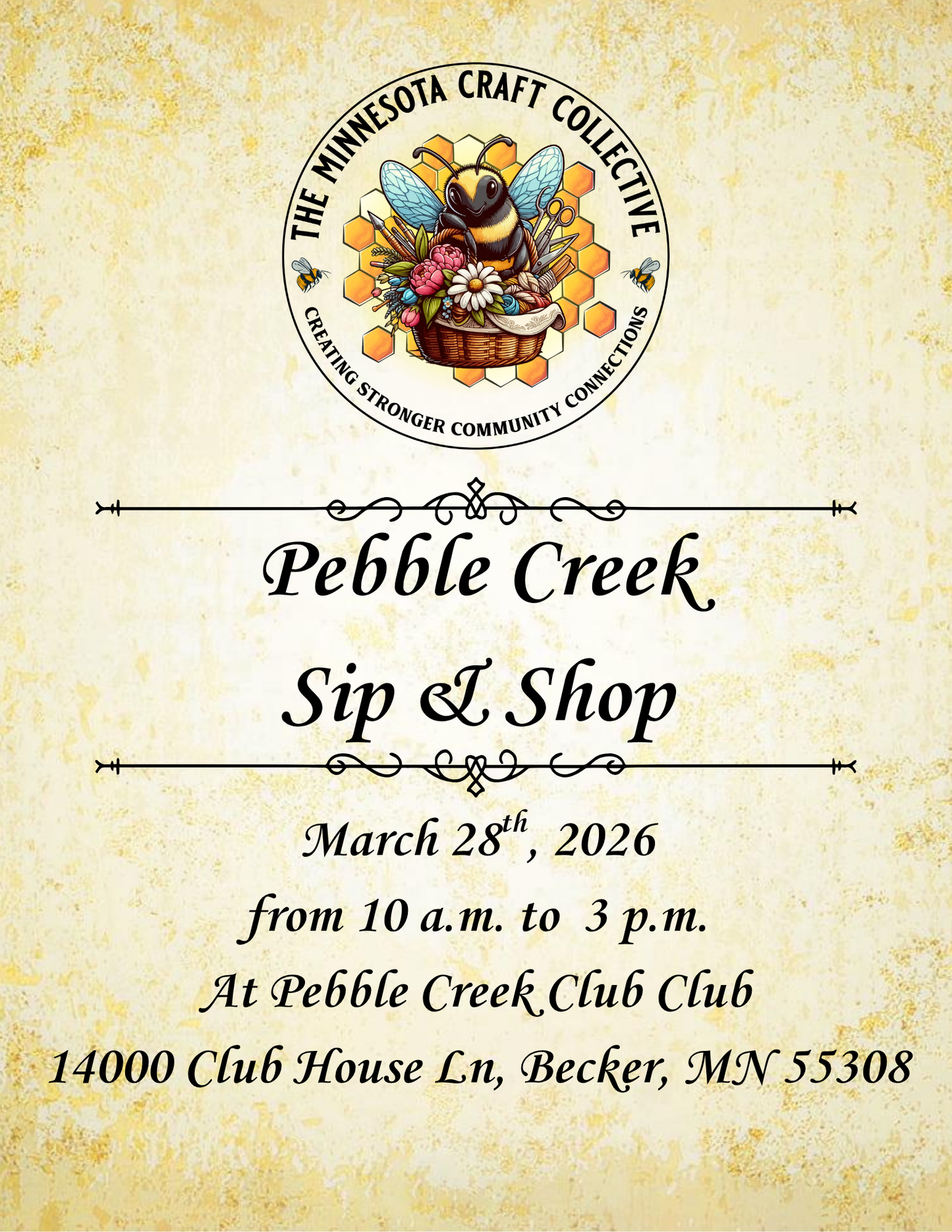 March 28th, 2026 - Pebble Creek Sip & Shop (4th Annual)