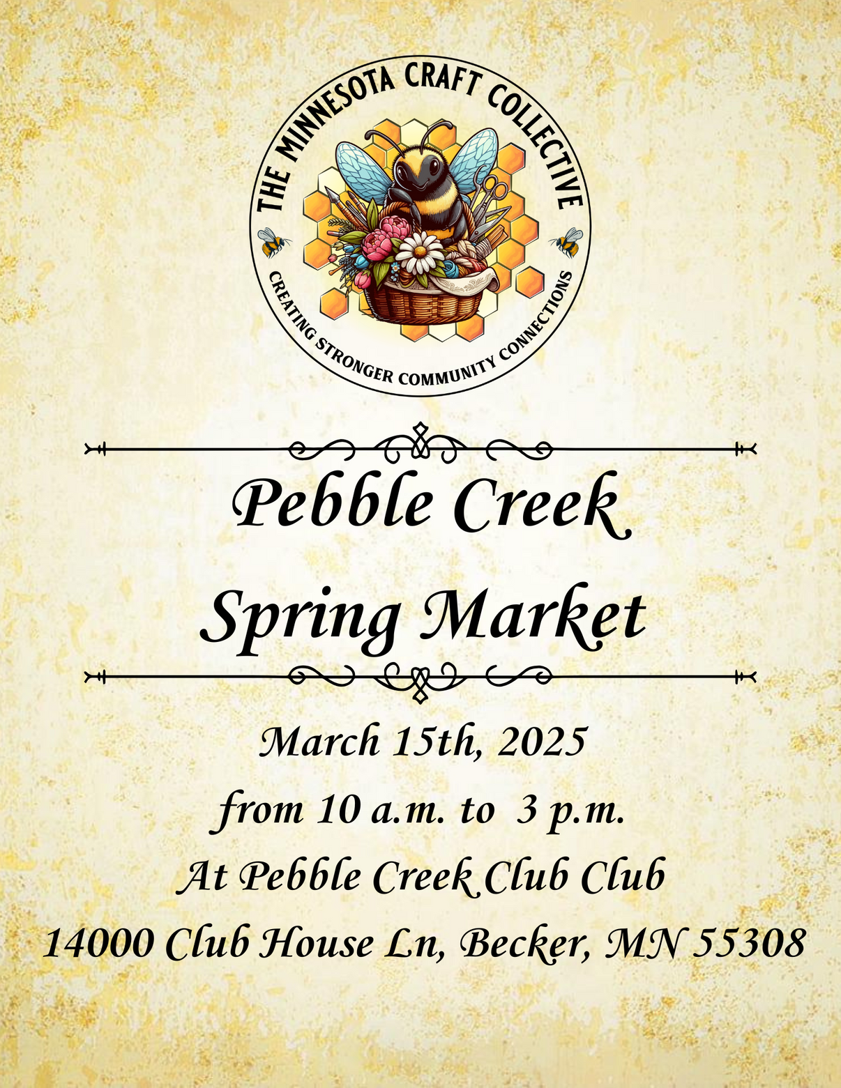 March 15th, 2025 Pebble Creek Spring Market Minnesota Craft Collective