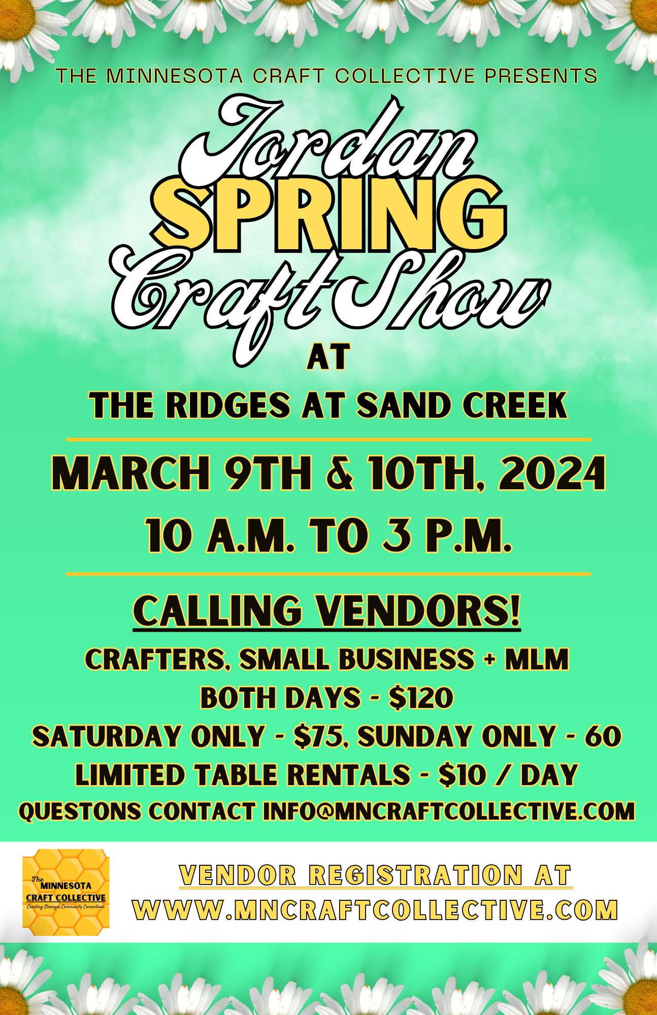 March 9th & 10th, 2024 Jordan Spring Craft Show Minnesota Craft